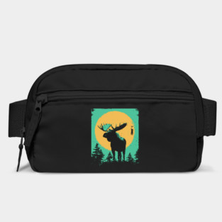 Powerful Moose Japanese Art | Orange Sun Forest Ukiyo-e Style Bag