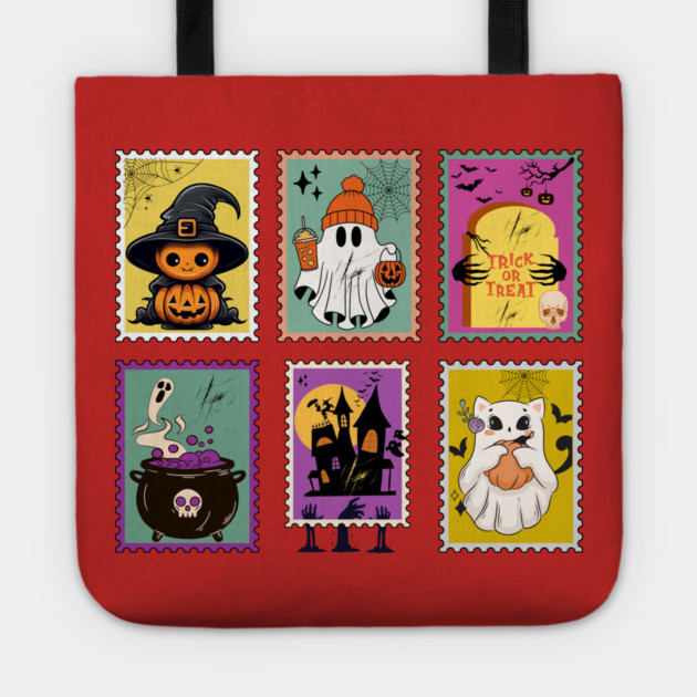 Funny Halloween Stamps Icons Tote by The WYLD Tribe
