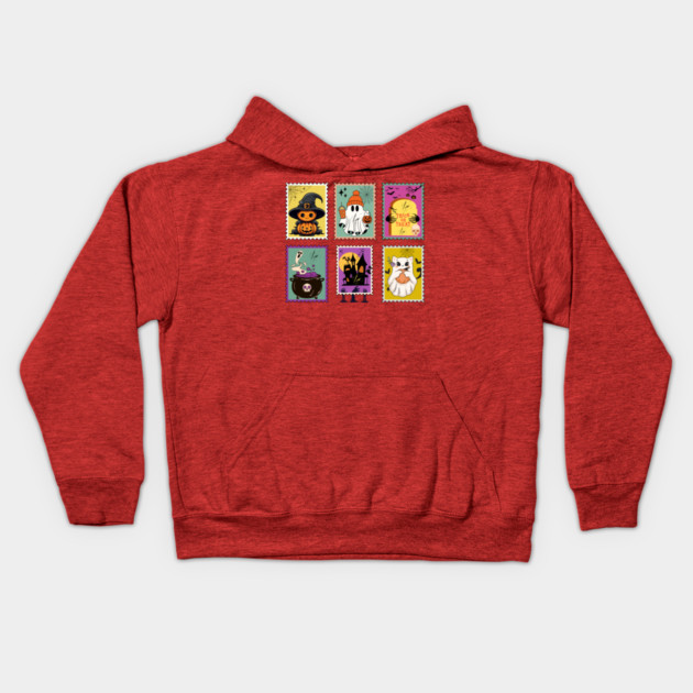 Funny Halloween Stamps Icons Kids Hoodie by The WYLD Tribe