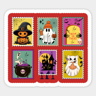 Funny Halloween Stamps Icons Magnet