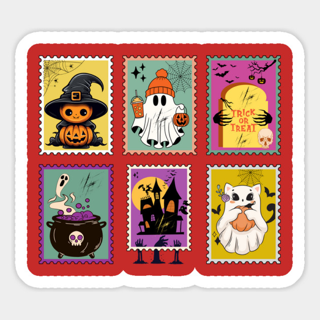Funny Halloween Stamps Icons Magnet by The WYLD Tribe