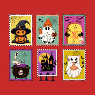 Funny Halloween Stamps Icons T-Shirt