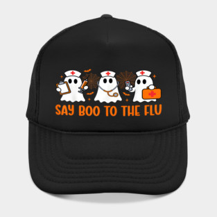 Funny Nurse Ghost Halloween Vaccine Say Boo to The Flu Hat