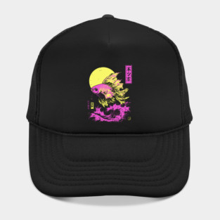 Flowing Goldfish Japanese Art | Pink & Yellow Ocean Ukiyo-e Style Hat