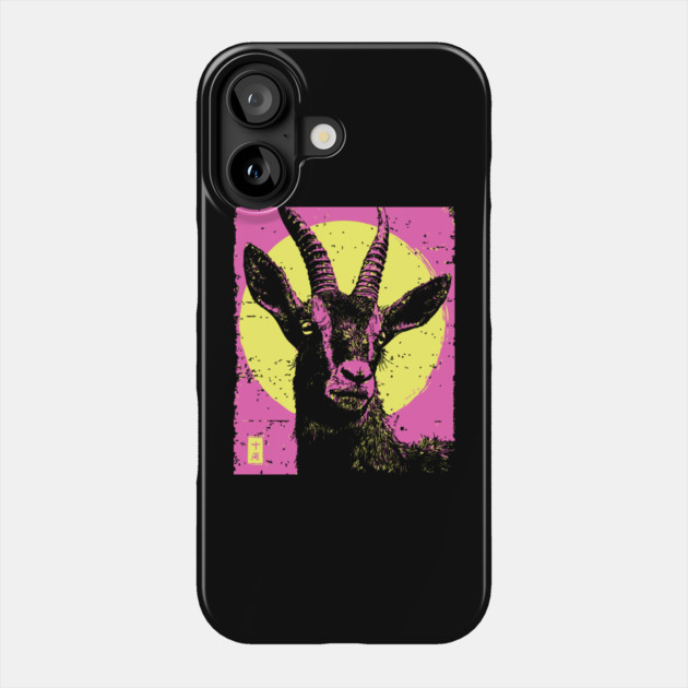 Mountain Goat Japanese Art | Pink & Yellow Ukiyo-e Style Phone Case by TuncGK