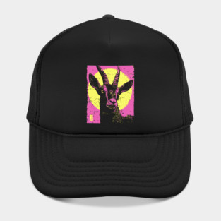 Mountain Goat Japanese Art | Pink & Yellow Ukiyo-e Style Hat