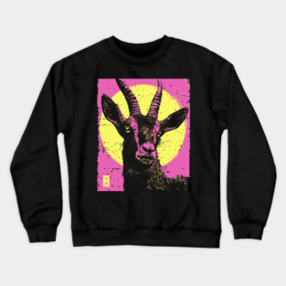 Mountain Goat Japanese Art | Pink & Yellow Ukiyo-e Style Crewneck Sweatshirt