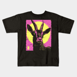 Mountain Goat Japanese Art | Pink & Yellow Ukiyo-e Style Kids T-Shirt