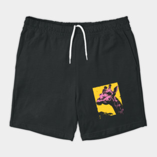Elegant Giraffe Head Japanese Art | Pink & Yellow Ukiyo-e Style Shorts