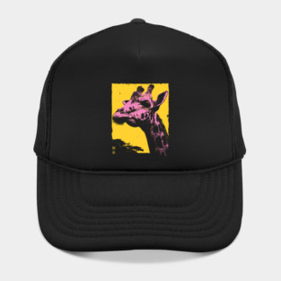 Elegant Giraffe Head Japanese Art | Pink & Yellow Ukiyo-e Style Hat