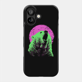 Roaring Grizzly Bear Japanese Art | Neon Pink & Green Ukiyo-e Style Phone Case