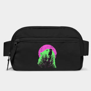 Roaring Grizzly Bear Japanese Art | Neon Pink & Green Ukiyo-e Style Bag