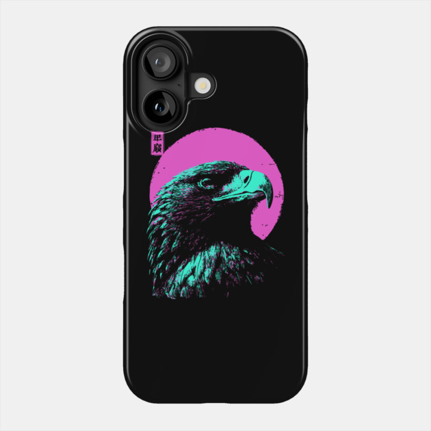 Majestic Eagle Head Japanese Art | Teal & Pink Ukiyo-e Style Phone Case by TuncGK