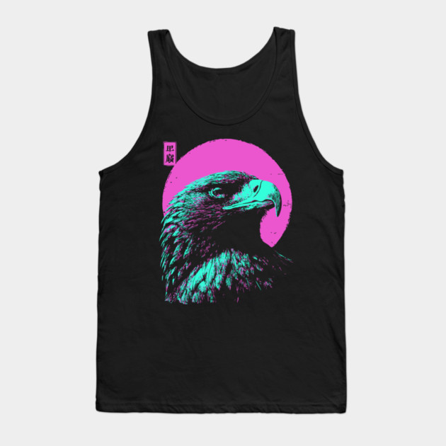 Majestic Eagle Head Japanese Art | Teal & Pink Ukiyo-e Style Tank Top by TuncGK
