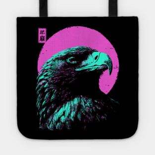 Majestic Eagle Head Japanese Art | Teal & Pink Ukiyo-e Style Tote