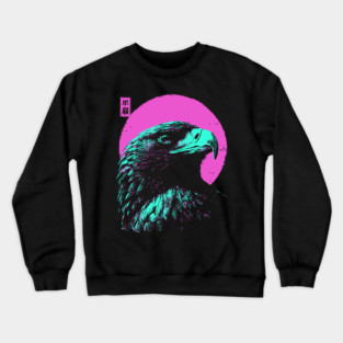 Majestic Eagle Head Japanese Art | Teal & Pink Ukiyo-e Style Crewneck Sweatshirt