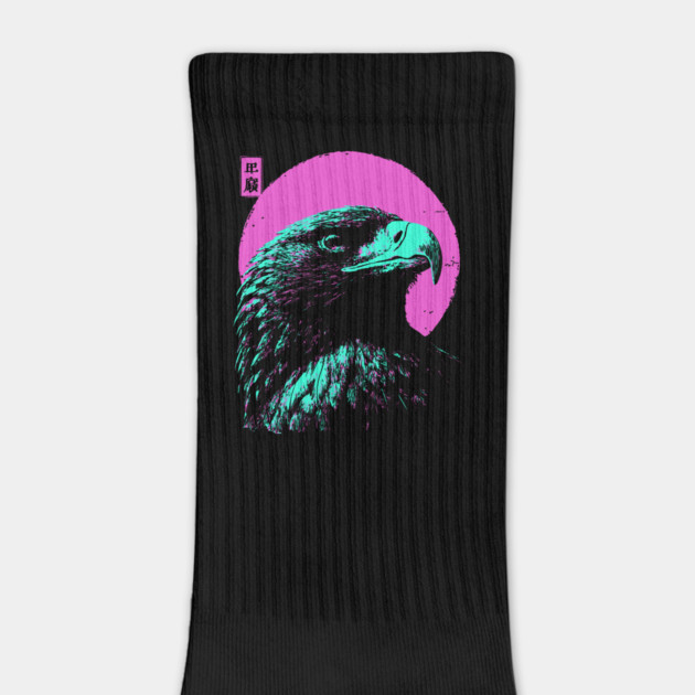 Majestic Eagle Head Japanese Art | Teal & Pink Ukiyo-e Style by TuncGK
