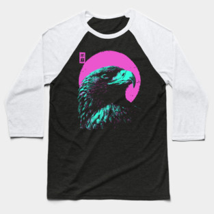 Majestic Eagle Head Japanese Art | Teal & Pink Ukiyo-e Style Baseball T-Shirt
