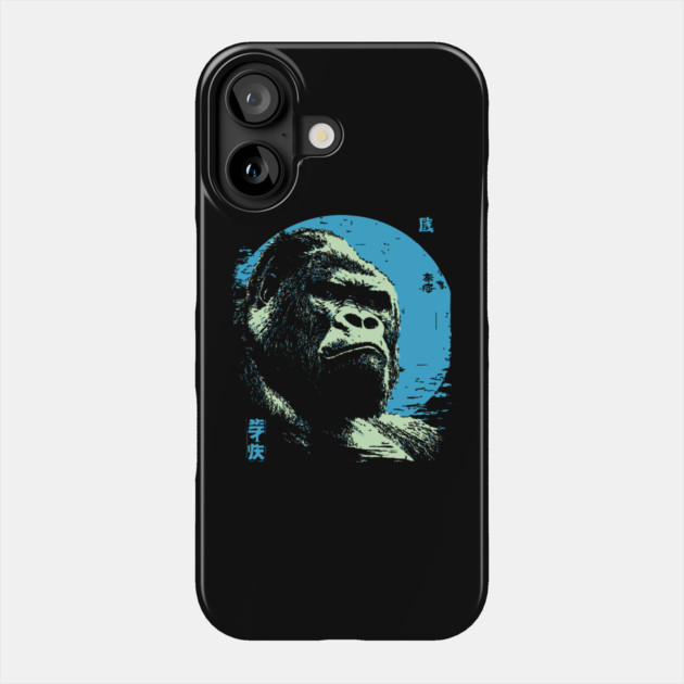 Powerful Gorilla Japanese Art | Blue Moon Ukiyo-e Style Phone Case by TuncGK