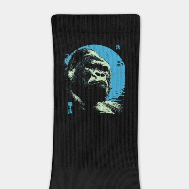 Powerful Gorilla Japanese Art | Blue Moon Ukiyo-e Style by TuncGK