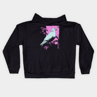 Peaceful Dove Japanese Art | Pink Branch Bird Ukiyo-e Style Kids Hoodie