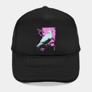 Peaceful Dove Japanese Art | Pink Branch Bird Ukiyo-e Style Hat