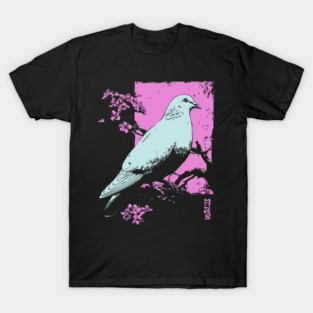Peaceful Dove Japanese Art | Pink Branch Bird Ukiyo-e Style T-Shirt