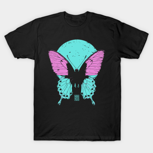 Beautiful Butterfly Japanese Art | Pink & Blue Wings Ukiyo-e Style T-Shirt by TuncGK