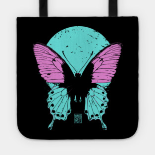 Beautiful Butterfly Japanese Art | Pink & Blue Wings Ukiyo-e Style Tote