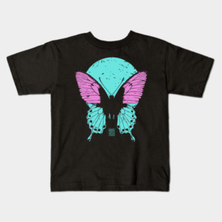 Beautiful Butterfly Japanese Art | Pink & Blue Wings Ukiyo-e Style Kids T-Shirt