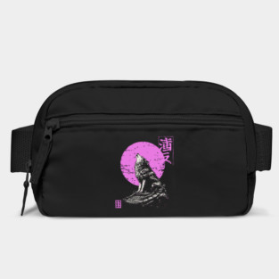 Howling Wolf Japanese Art | Pink Moon Ukiyo-e Style Bag