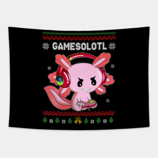 Game Gamesolotl Gamer Axolotl Playing Video Games Ugly Christmas 153 Tapestry