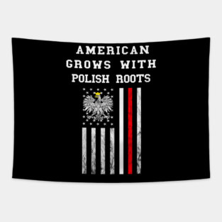 American Grows Polish Roots Eagle Flag Polish Pride Poland Tapestry