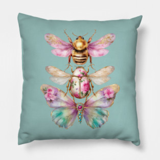 Whimsical Insect Trio Pillow