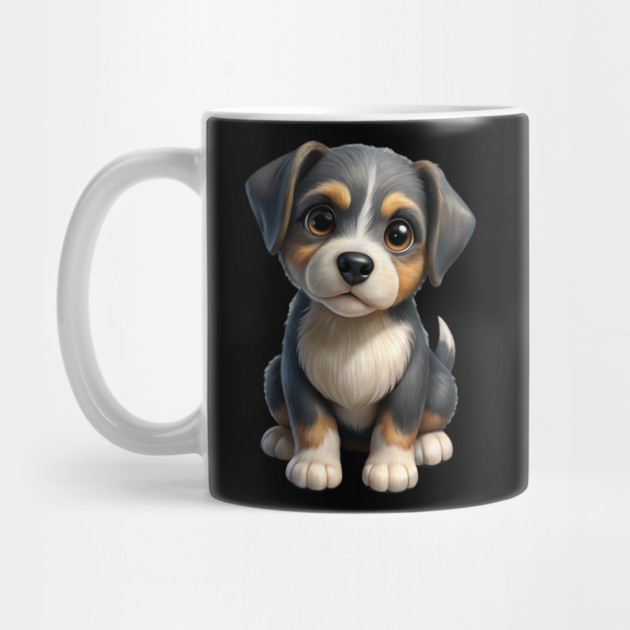 Adorable Cute Puppy Dog Illustration - Kawaii Tricolor Pup T-Shirt Design by IamActiveDog