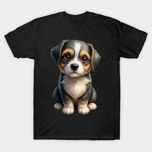 Cute Border Collie Puppy Cartoon Illustration T-Shirt by IamActiveDog