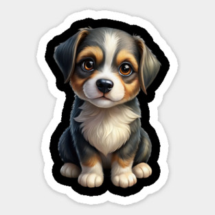 Cute Border Collie Puppy Cartoon Illustration Magnet