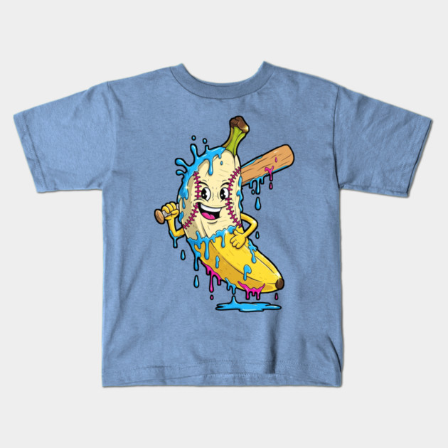 Happy Banana Baseball Dripping Graphic Kids T-Shirt by PexilToPrint