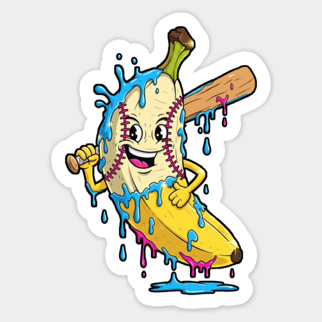 Happy Banana Baseball Dripping Graphic Sticker by PexilToPrint