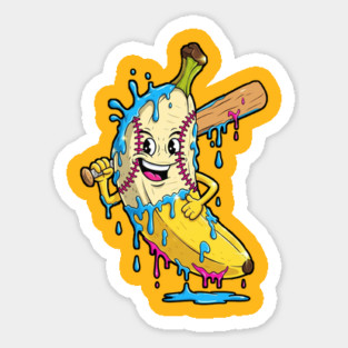 Happy Banana Baseball Dripping Graphic Magnet