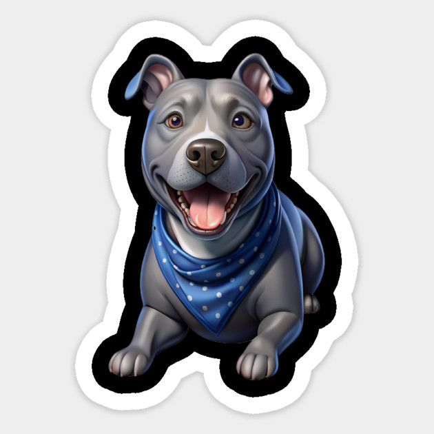 Cute Realistic Pitbull with Blue Bandana – Dog Lover Gift & Pet Art Design Sticker by IamActiveDog