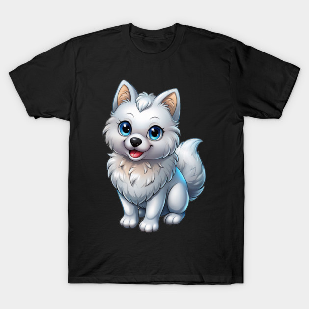 Happy Pomeranian Puppy Cartoon Illustration T-Shirt by IamActiveDog