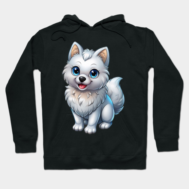 Happy Pomeranian Puppy Cartoon Illustration Hoodie by IamActiveDog