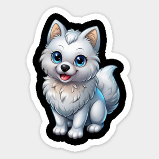 Happy Pomeranian Puppy Cartoon Illustration Sticker