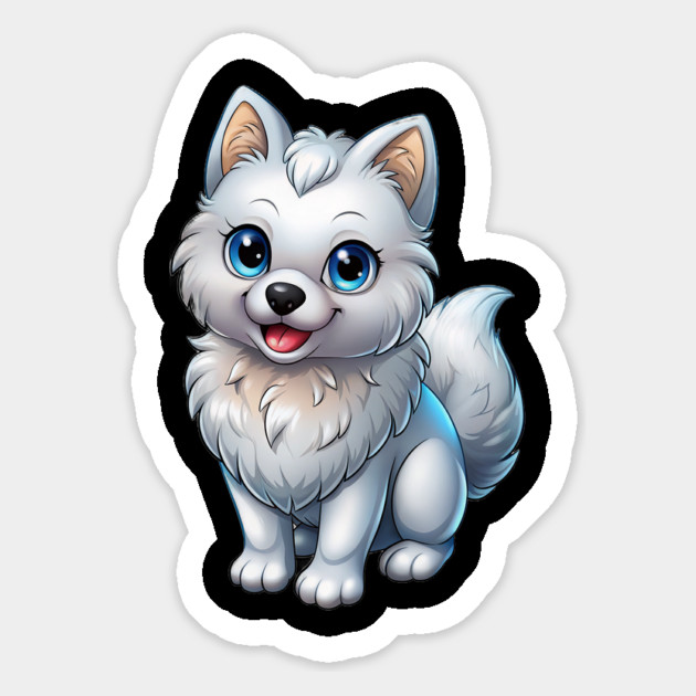 Happy Pomeranian Puppy Cartoon Illustration Magnet by IamActiveDog