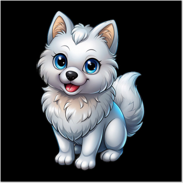 Happy Pomeranian Puppy Cartoon Illustration Wall Art by IamActiveDog