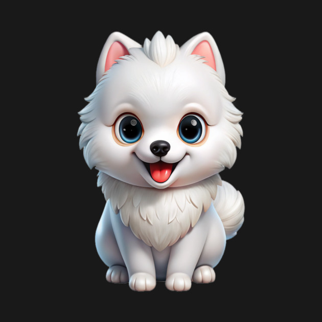 Fluffy White Pomeranian Puppy Cartoon Design by IamActiveDog