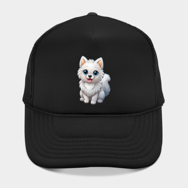 Cute Kawaii White Pomeranian Puppy Artwork by IamActiveDog