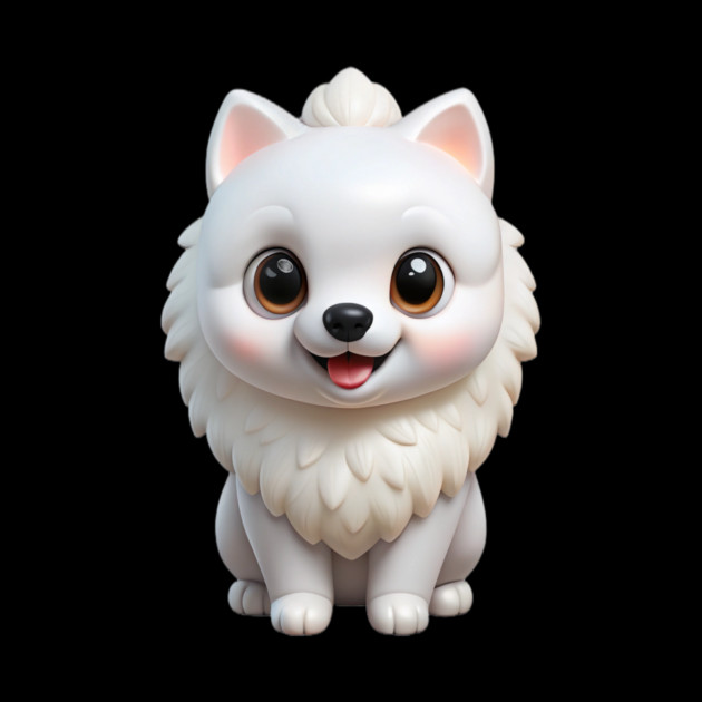 Adorable Kawaii White Pomeranian Puppy Cartoon Illustration by IamActiveDog