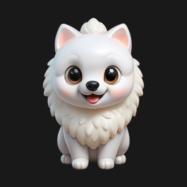 Adorable Kawaii White Pomeranian Puppy Cartoon Illustration by IamActiveDog